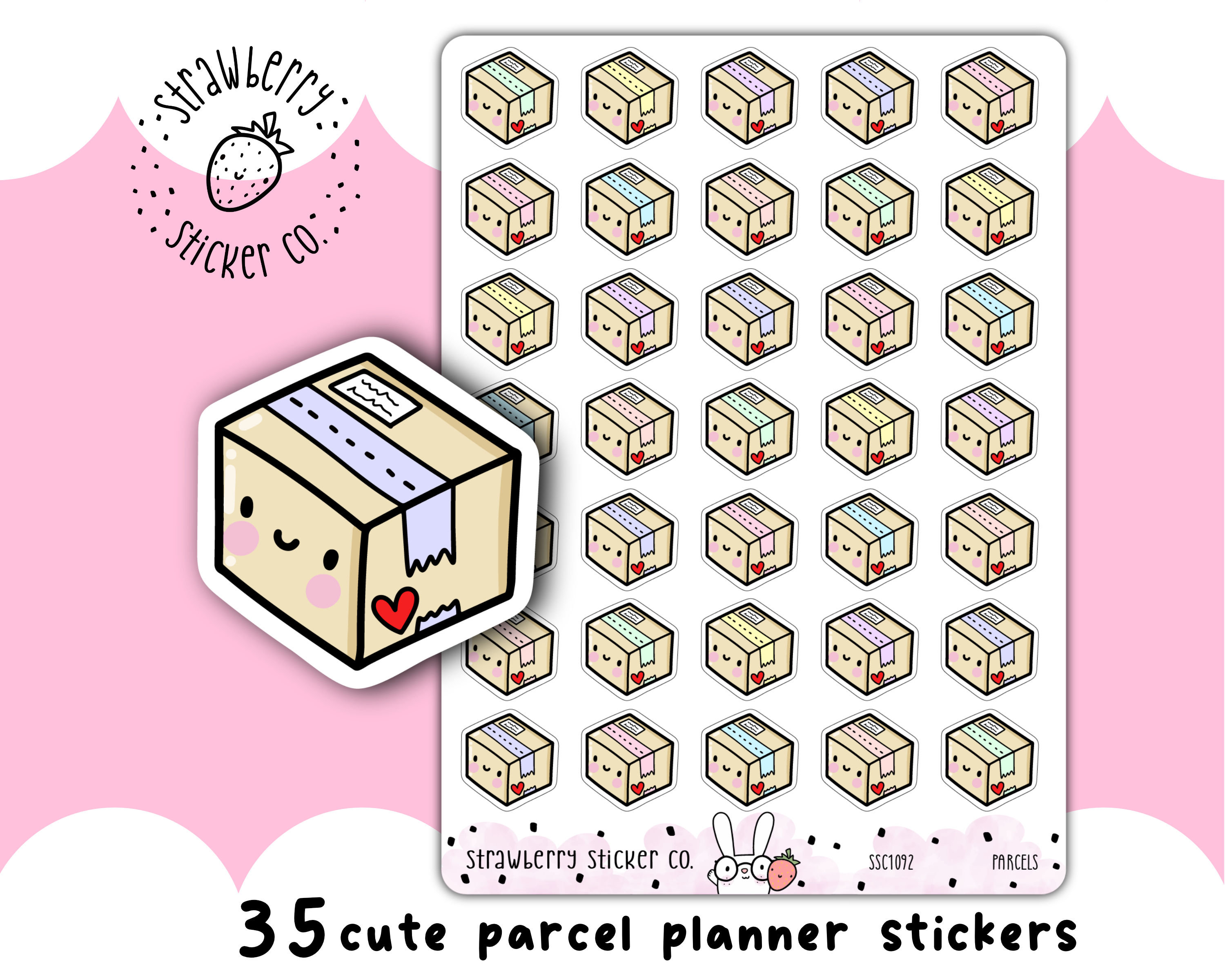 Upacel Sticker Cute Parcel Stickers - Kawaii Pastel Planner Sticker Sheet SSC1092 - Etsy