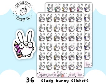 36 Study Bunny Cute Kawaii Planner Stickers SSC0064