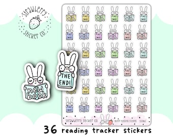 36 Bunny Reading Stickers Cute Kawaii Book Trackers SSC0065