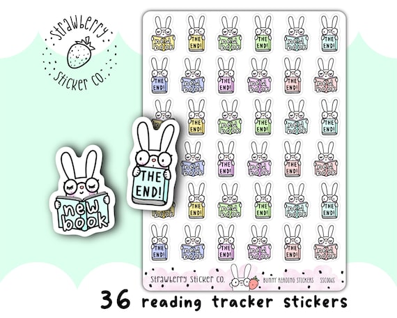 36 Bunny Reading Stickers Cute Kawaii Book Trackers SSC0065