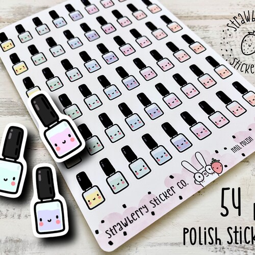 54 Nail Polish Kawaii Cute Planner Stickers SSC1029 Etsy
