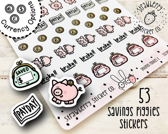 Cute Money Wallet Kawaii Paid Reminders Planner Stickers