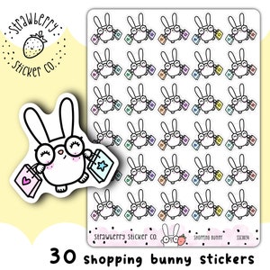 30 Shopping Bunny süsse Kawaii Planner Sticker SSC0034