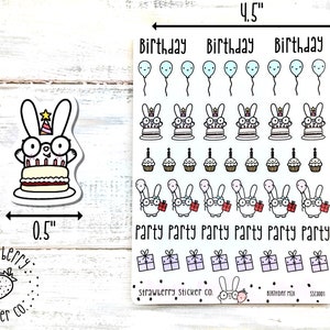 47 Birthday Bunny Mix Cute Kawaii Planner Stickers SSC0001 image 2