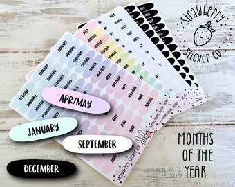 SSC3051 Months Of The Year Pastel Planner Stickers 1.25" wide