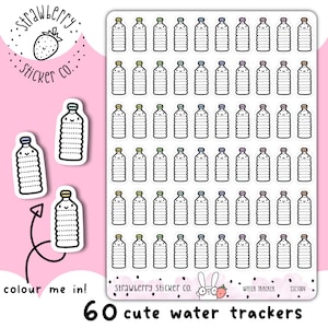 60 Cute Water Tracker Kawaii Planner Stickers SSC1004