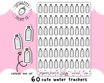 60 Cute Water Tracker Kawaii Planner Stickers SSC1004