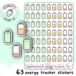 63 Cute Energy Tracker Planner Stickers SSC1043