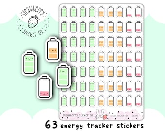63 Cute Energy Tracker Planner Stickers SSC1043