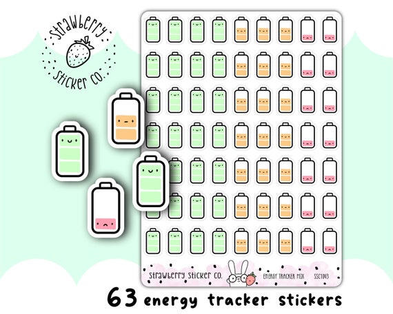 63 Cute Energy Tracker Planner Stickers SSC1043