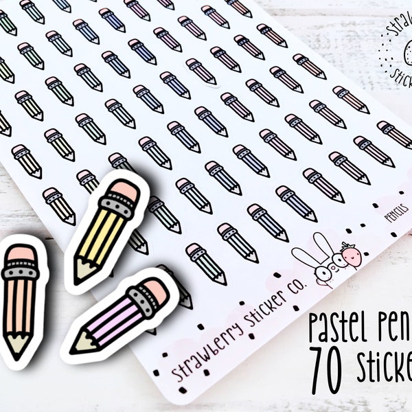 70 Pastel Pencil Stickers SSC3009 Hobonichi Weeks Notes Planner Stickers