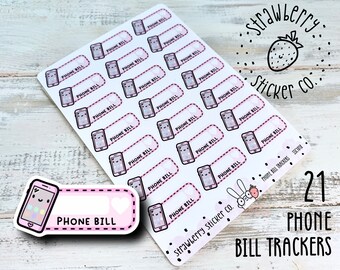 Phone Bill Tracker Writeable Weekly Cute Planner Stickers SSC1018