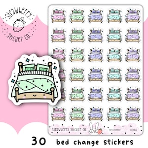 30 niedliche Bettwechsel Erinnerung Kawaii Planner Aufkleber SSC1065