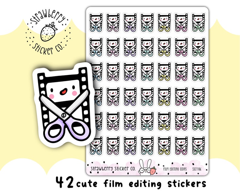42 Cute Film Editing Planner Stickers Kawaii Style SSC1106 - Etsy