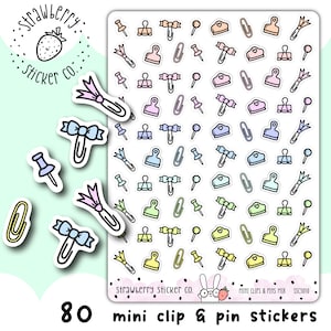 80 Mini Clips und Pins Aufkleber SSC3010 Pastel Hobonichi Wochen Notizen Planer Sticker