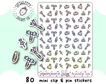 80 Mini Clips and Pins  Stickers SSC3010 Pastel Hobonichi Weeks Notes Planner Stickers