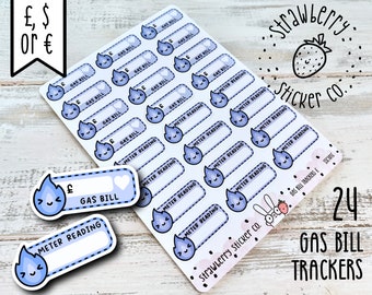 Gas Bill Tracker Writeable Weekly Cute Planner Stickers SSC1015