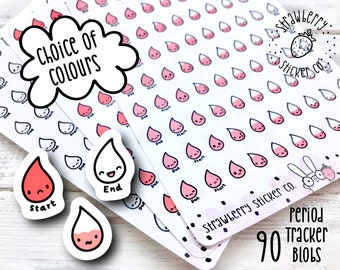 90 Period Tracker Blob Kawaii Planner Stickers SSC1009