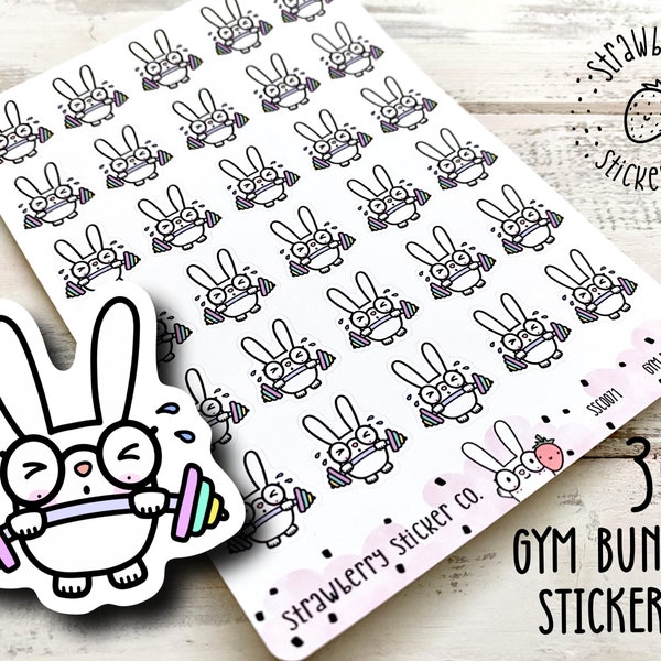 30 Gym Bunny Cute Kawaii Planner Stickers SSC0071