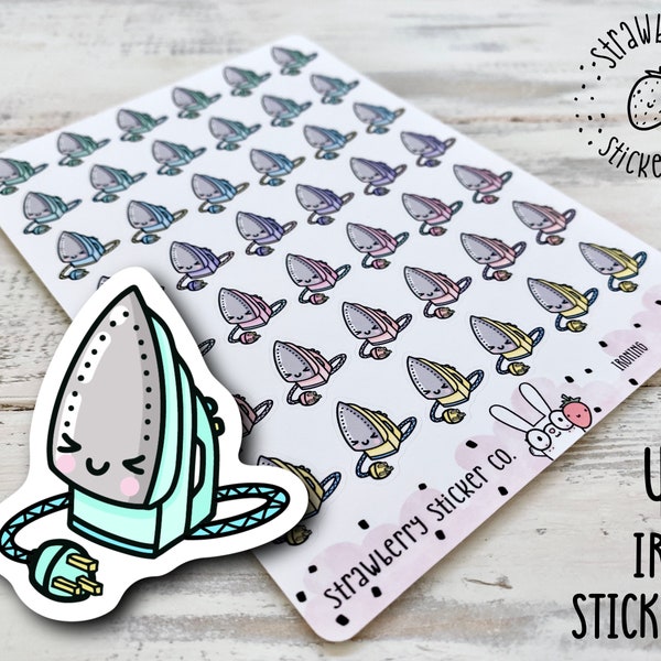 42 Cute Ironing Kawaii Planner Stickers SSC1068