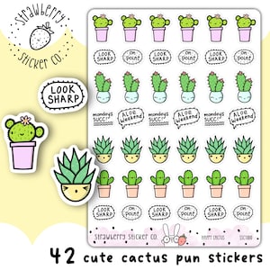 42 Glückliche Kaktus Niedliche Kawaii Planner Aufkleber SSC1000