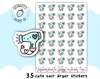 Hair Dryer Tracker Cute Planner Stickers SSC1084