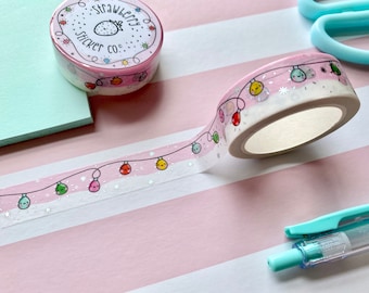 Christmas Fairy Lights Foiled Pastel Pink Washi Tape - FAIRY LIGHTS SSC15018