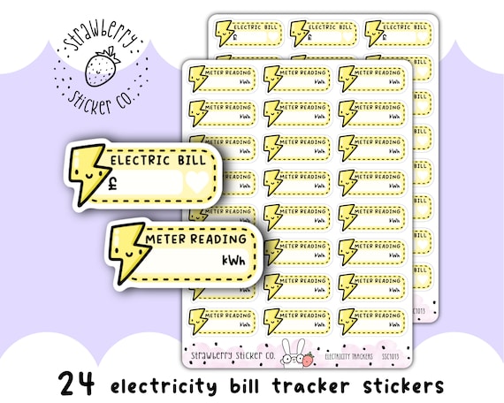 Electricity Bill Tracker Writeable Weekly Cute Planner Stickers SSC1013