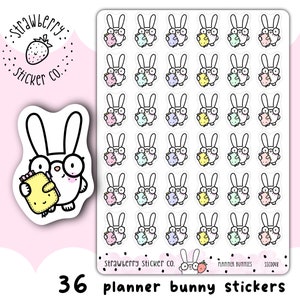 36 pegatinas kawaii de conejitos para planificador SSC0048