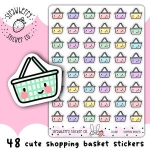 Süßer Einkaufskorb Kawaii Planer Sticker Sheet SSC1087
