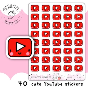 40 You Tube Planner Stickers Cute Kawaii SSC1042