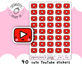 40 You Tube Planner Stickers Cute Kawaii SSC1042