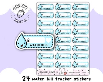 Water Bill Tracker Writeable Weekly Cute Planner Stickers SSC1014