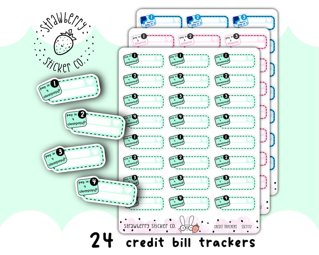 Credit Bill Tracker Writeable Weekly Cute Planner Stickers SSC1112 - Etsy