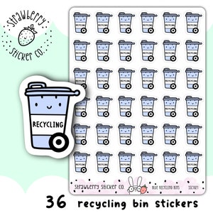 36 Blaue Recycling Mülltonnen Planer Aufkleber SSC1021