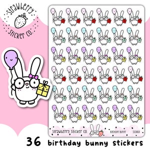36 Geburtstag Häschen Kawaii Cute Planner Sticker SSC0050