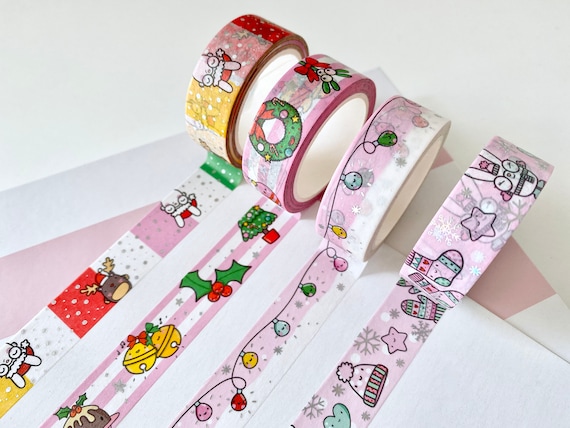 Christmas Festive Striped Foiled Pastel Washi Tape - FESTIVE SSC15019