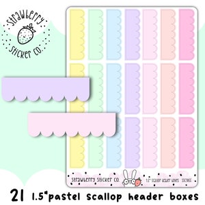 1,5 ""Pastel Jakobsmuschel Header Boxen - Planer Sticker Sheet SSC3055."
