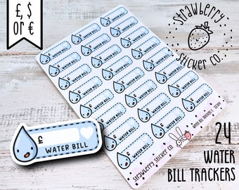 Water Bill Tracker Writeable Weekly Cute Planner Stickers SSC1014