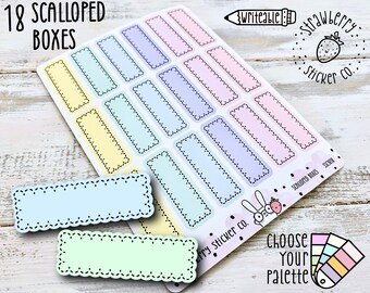 18 Scalloped Boxes Pastel Planner Stickers SSC3038