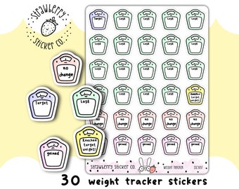 30 Weekly Weight Tracker Scales Planner Stickers Cute Kawaii SSC1037