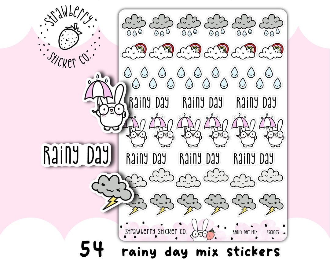 54 Rainy Day Weather Mix Kawaii Cute Planner Stickers SSC0003 - Etsy