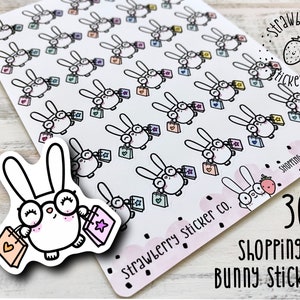 30 Shopping Bunny Cute Kawaii Planner Stickers SSC0034