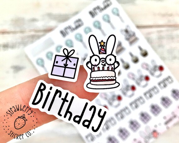 47 Birthday Bunny Mix Cute Kawaii Planner Stickers SSC0001
