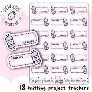 18 Knitting Project Tracker Planner Stickers Kawaii Style SSC1097
