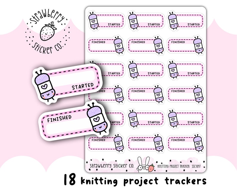 18 Knitting Project Tracker Planner Stickers Kawaii Style SSC1097 - Etsy