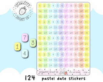 124 Pastel Date Numbers SSC3006 Bullet Journal  Hobonichi Planner Stickers