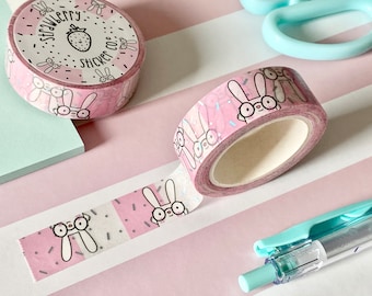 Candy Stripe Bunny Print Foiled Pastel Pink Washi Tape - CANDY SSC15002
