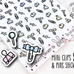 80 Mini Clips and Pins  Stickers SSC3010 Pastel Hobonichi Weeks Notes Planner Stickers