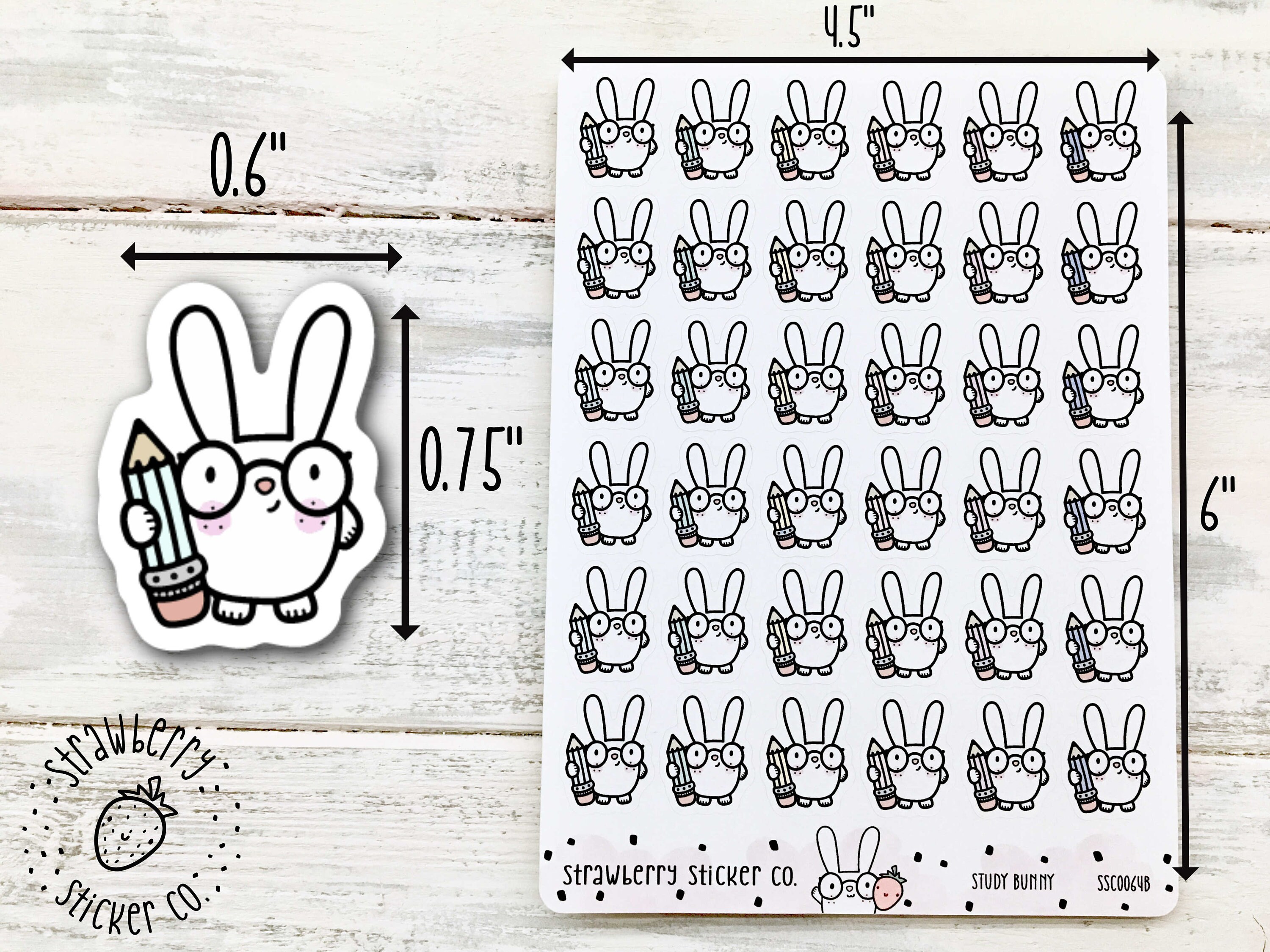 36 Study Bunny Cute Kawaii Planner Stickers SSC0064 - Etsy UK
